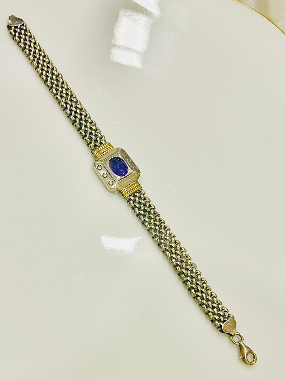 PULSERA MALLA DE RED PLATA Y ORO - Image 2