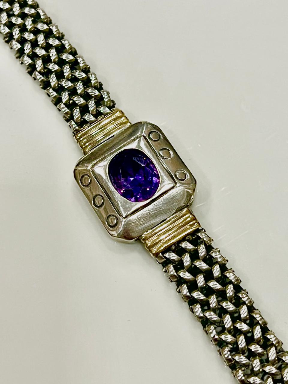 PULSERA MALLA DE RED PLATA Y ORO