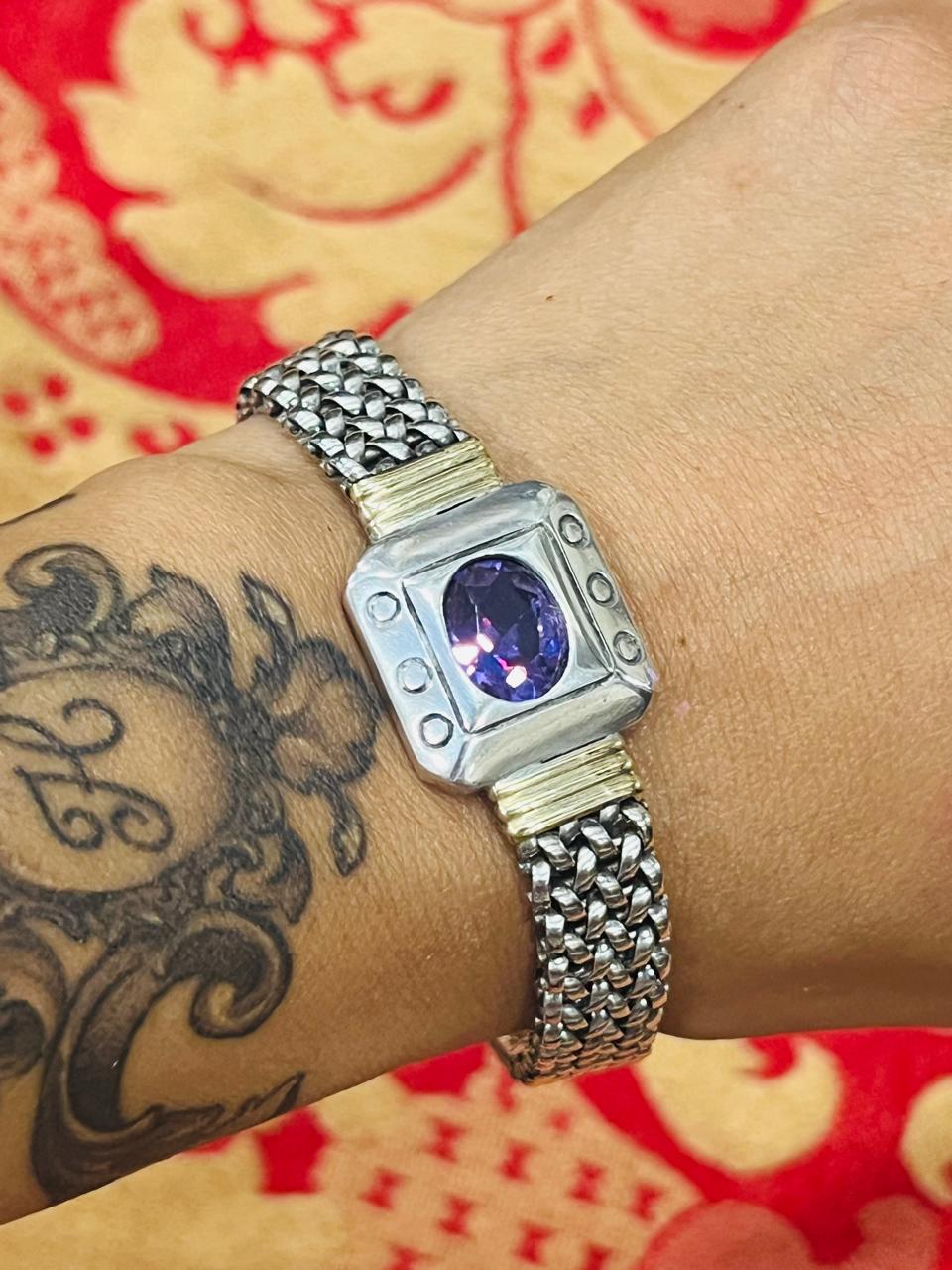 PULSERA MALLA DE RED PLATA Y ORO - Image 3