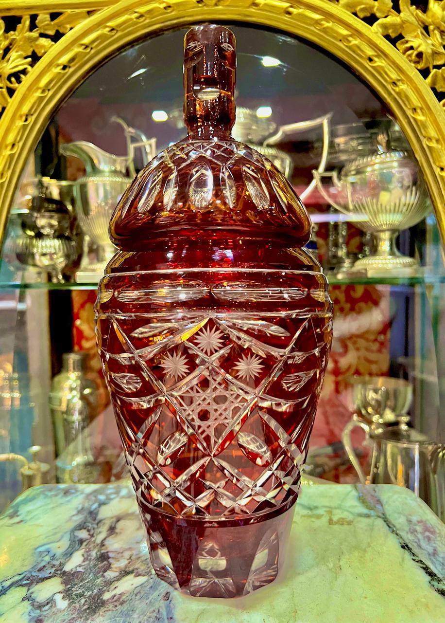 POTICHE CRISTAL TALLADO RUBI