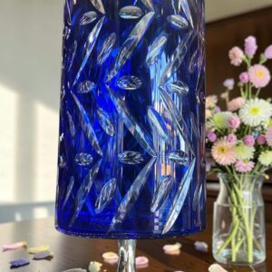 FLORERO CRISTAL AZUL Y BRONCE