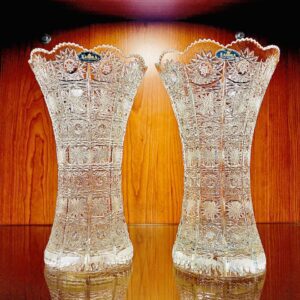 PAR FLOREROS CRISTAL ESLOVACO TALLADO