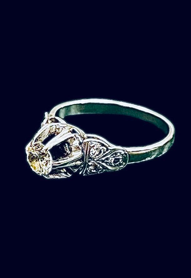 ANILLO SOLITARIO DE PLATINO Y BRILLANTES ESTILO ART DECO - Image 2