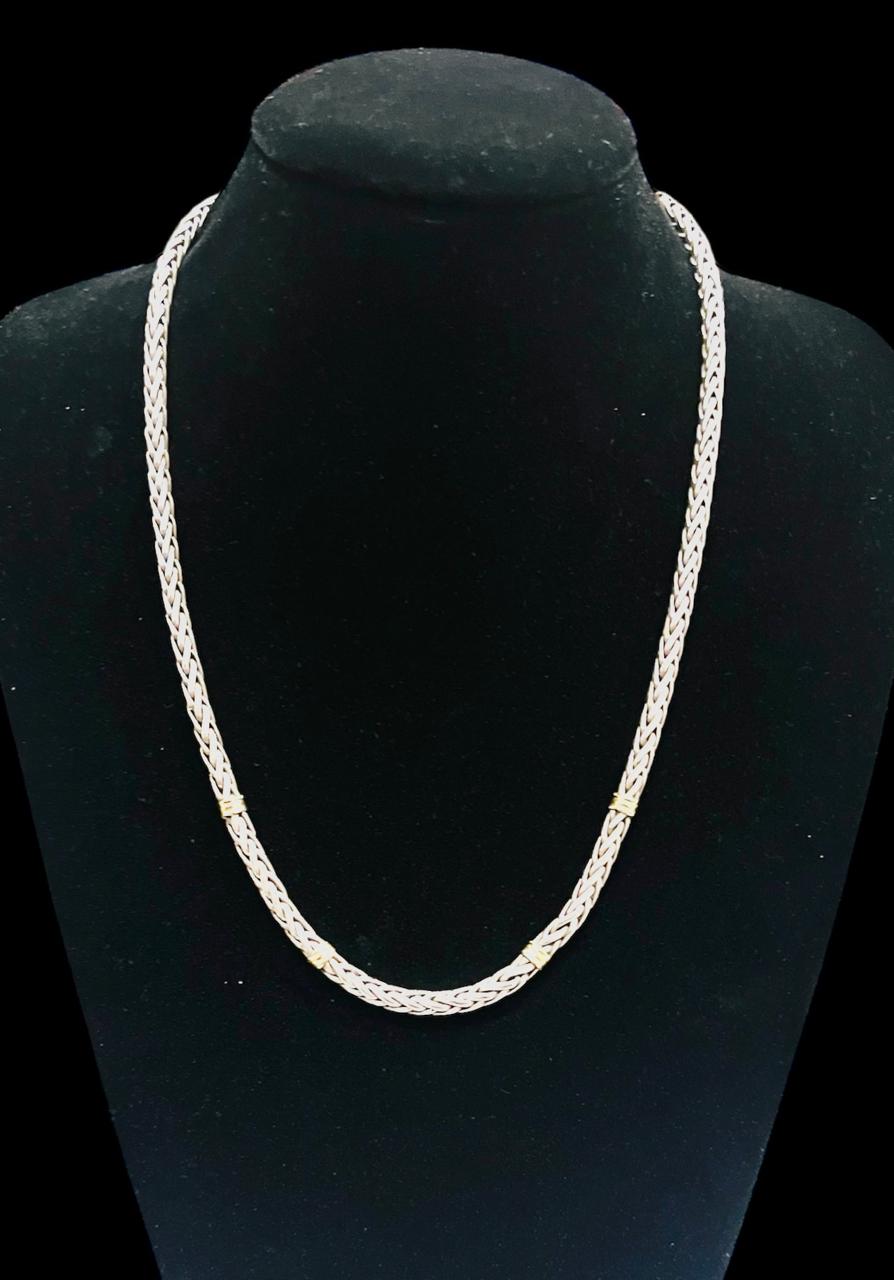 CADENA PUNTO ESPIGA PLATA Y ORO 57 CM - Image 3