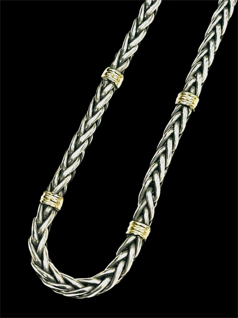 CADENA PUNTO ESPIGA PLATA Y ORO 57 CM - Image 2