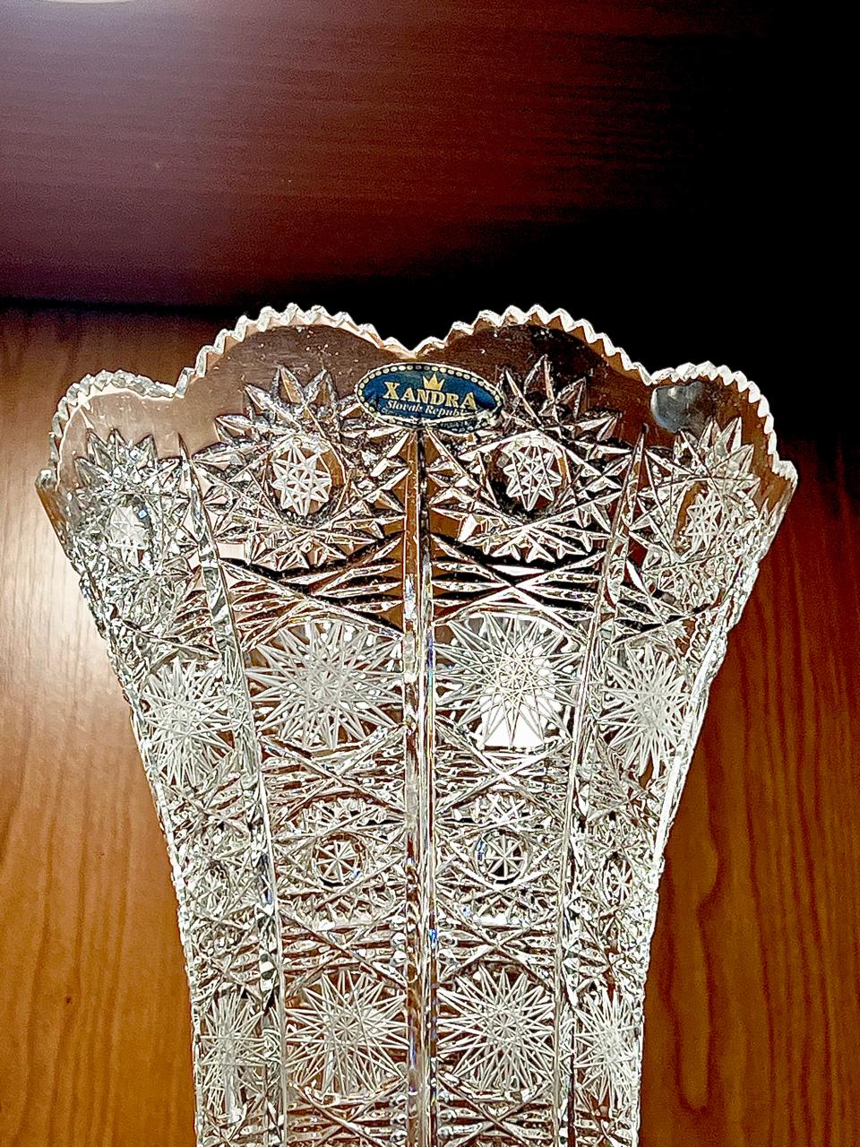 PAR FLOREROS CRISTAL ESLOVACO TALLADO - Image 2