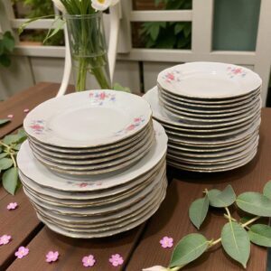 PLATOS PLAYOS Y POSTRE DE PORCELANA VERBANO