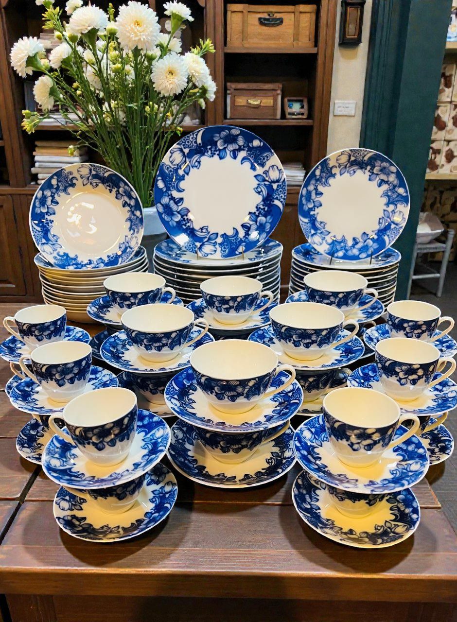 VAJILLA VERBANO RETRO AZUL 84 PIEZAS