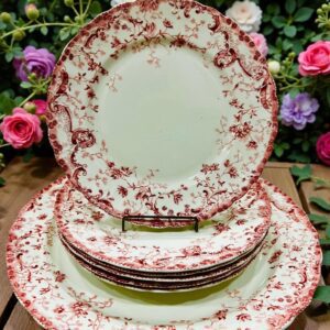 JUEGO DE POSTRE LOZA INGLESA 100 AÑOS ANTIGUEDAD