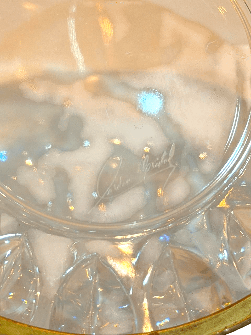 CENICERO CRISTAL FIRMADO CON MONTURA DE BRONCE - Image 4