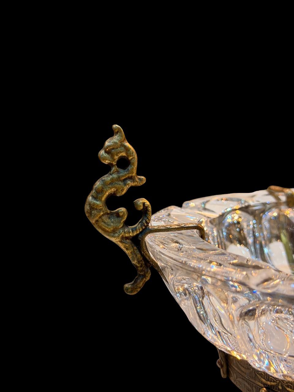 CENICERO CRISTAL FIRMADO CON MONTURA DE BRONCE - Image 3