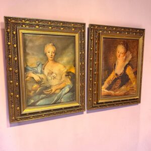 DUO DE CUADROS DECORATIVOS DE ARTE ROCOCO ANTIGUOS