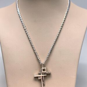 COLLAR Y DIJE CRUZ DE PLATA ESTILO MODERNISTA