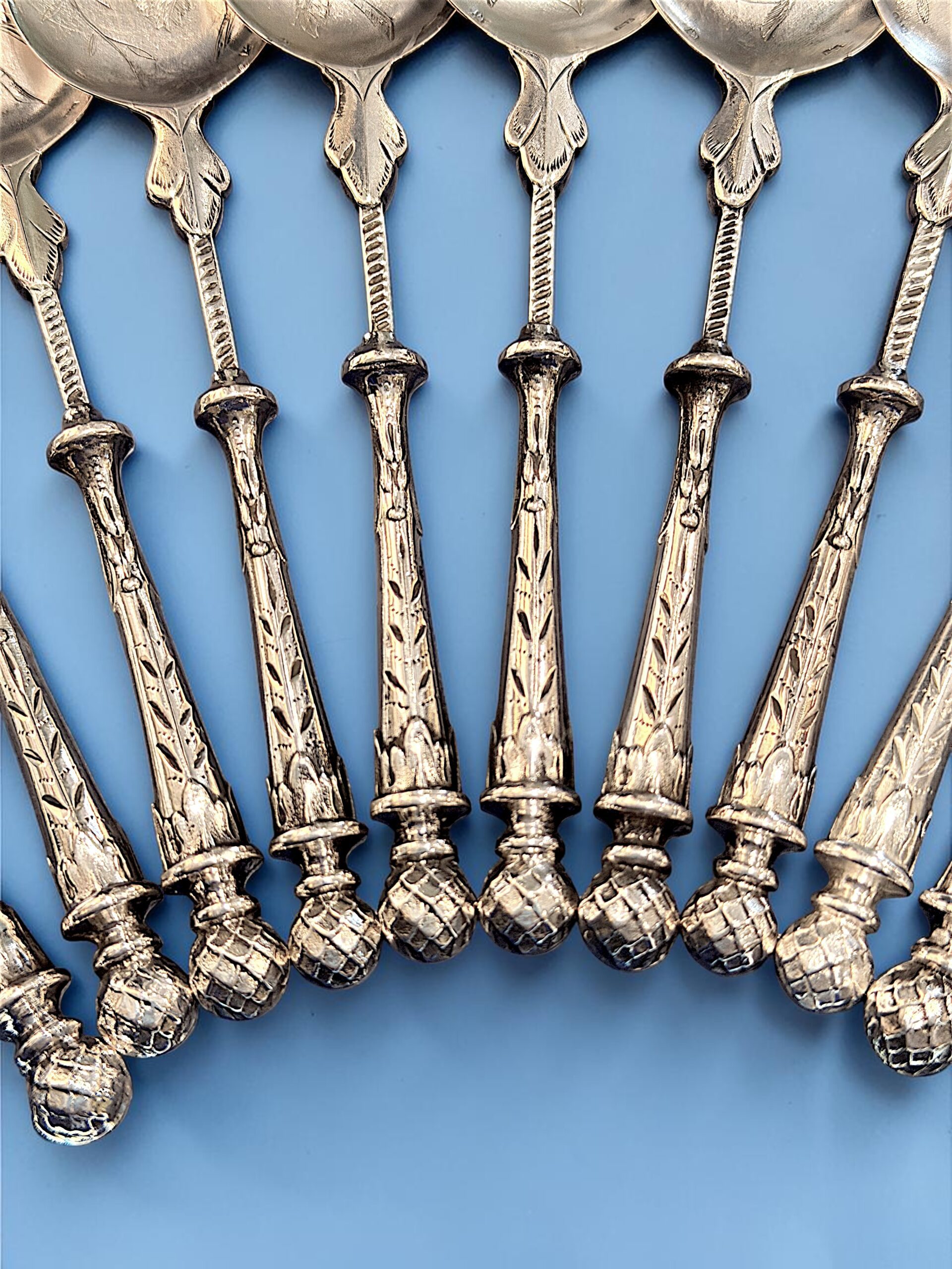 CUCHARAS PLATA 925 AVES CINCELADAS CIRCA 1900 - Image 3