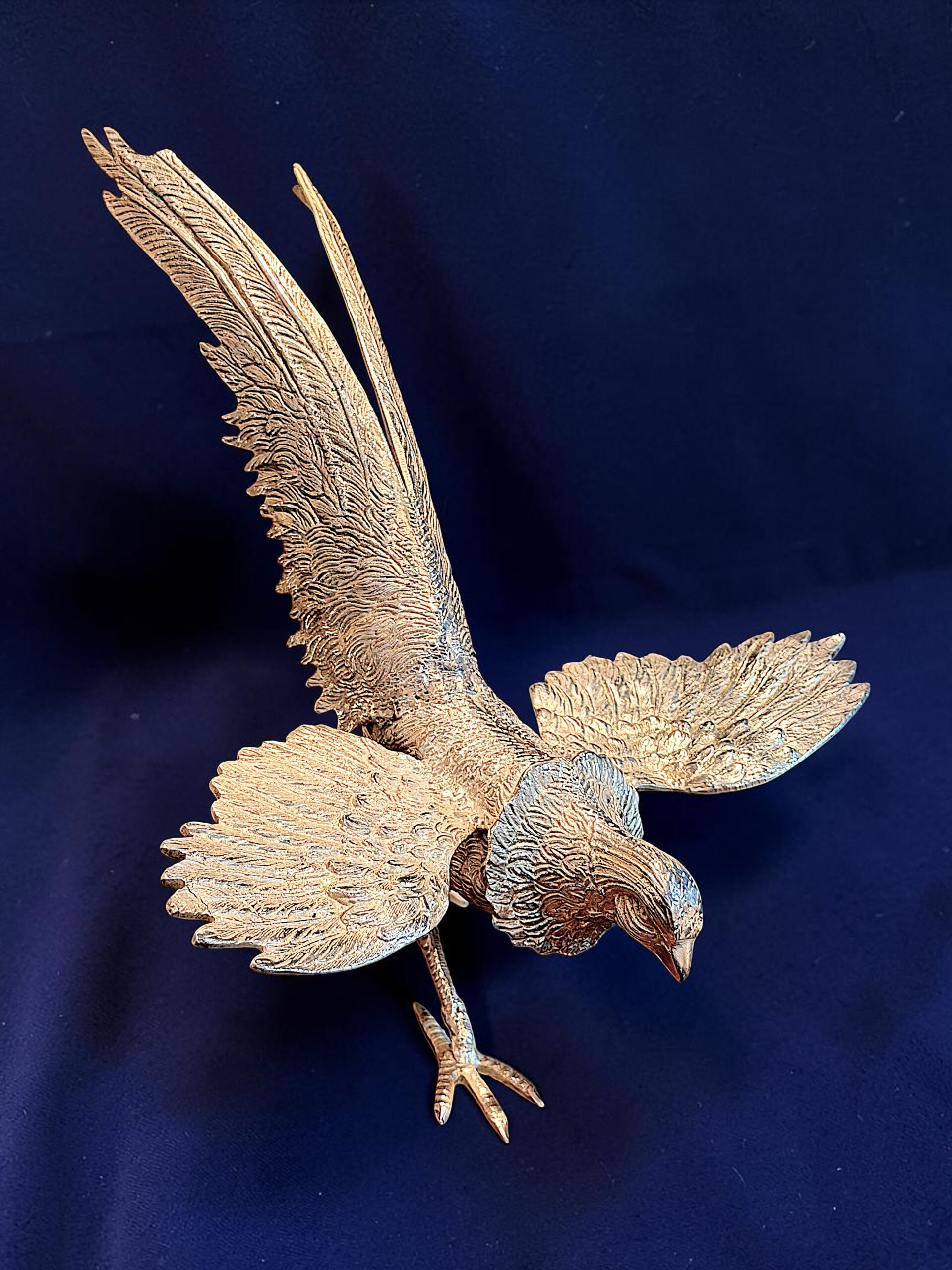 PAREJA DE GALLOS BAÑADOS EN PLATA 40 CM - Image 4